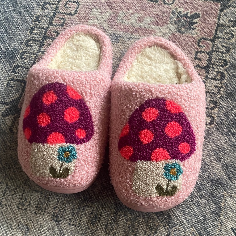 Pink Mushroom Slippers size small 5-6
